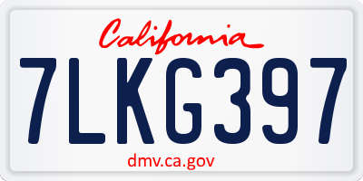 CA license plate 7LKG397