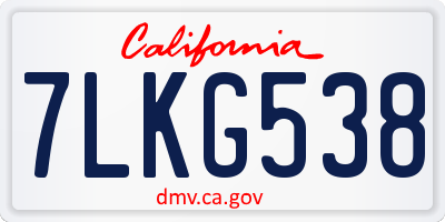 CA license plate 7LKG538