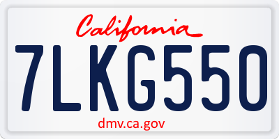 CA license plate 7LKG550