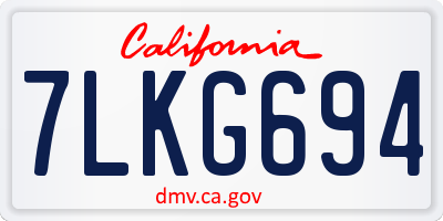 CA license plate 7LKG694