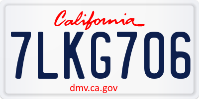 CA license plate 7LKG706