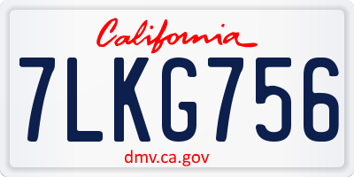 CA license plate 7LKG756