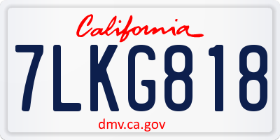 CA license plate 7LKG818