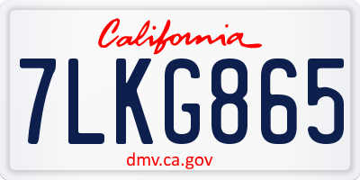 CA license plate 7LKG865