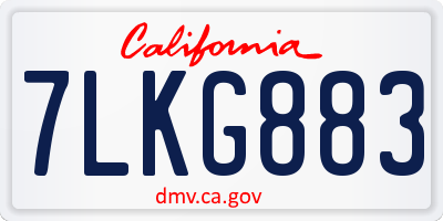 CA license plate 7LKG883
