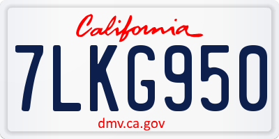 CA license plate 7LKG950