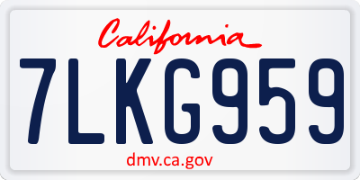 CA license plate 7LKG959