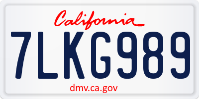 CA license plate 7LKG989