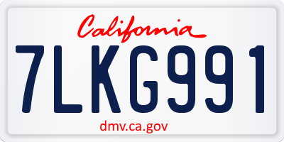 CA license plate 7LKG991