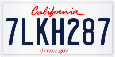 CA license plate 7LKH287