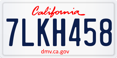 CA license plate 7LKH458