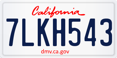 CA license plate 7LKH543