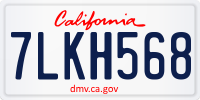 CA license plate 7LKH568