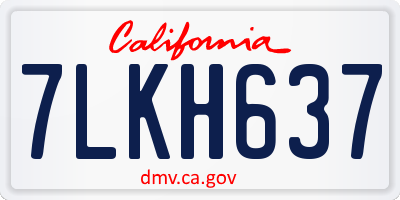 CA license plate 7LKH637