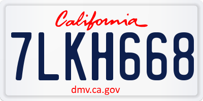 CA license plate 7LKH668