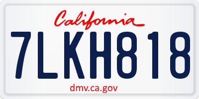 CA license plate 7LKH818