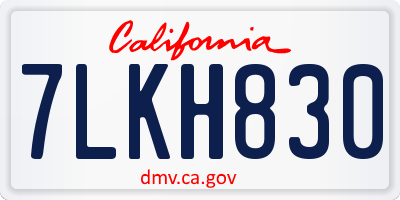 CA license plate 7LKH830