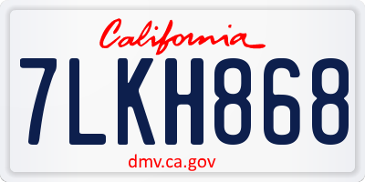 CA license plate 7LKH868
