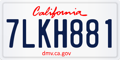 CA license plate 7LKH881
