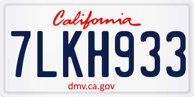 CA license plate 7LKH933