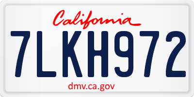 CA license plate 7LKH972