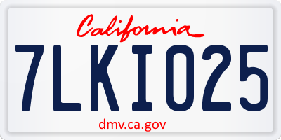 CA license plate 7LKI025