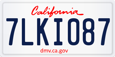 CA license plate 7LKI087