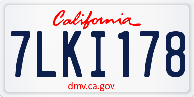 CA license plate 7LKI178