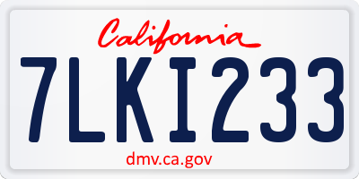 CA license plate 7LKI233