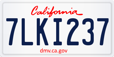 CA license plate 7LKI237