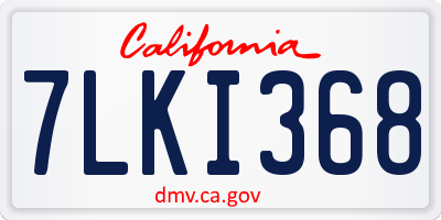CA license plate 7LKI368