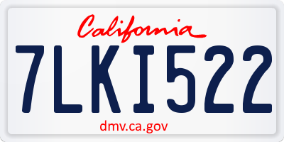 CA license plate 7LKI522