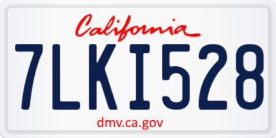 CA license plate 7LKI528