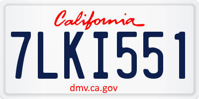 CA license plate 7LKI551