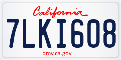CA license plate 7LKI608