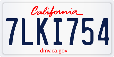 CA license plate 7LKI754