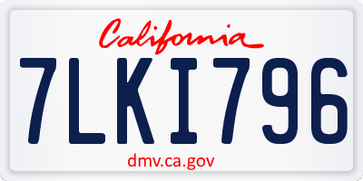 CA license plate 7LKI796