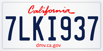 CA license plate 7LKI937