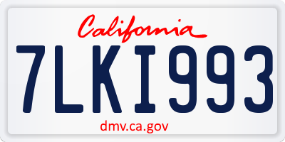 CA license plate 7LKI993