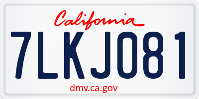 CA license plate 7LKJ081