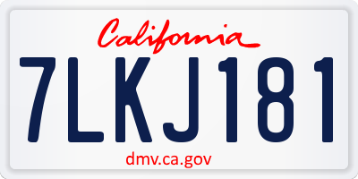 CA license plate 7LKJ181