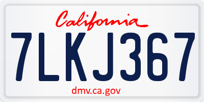 CA license plate 7LKJ367