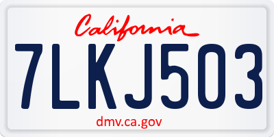 CA license plate 7LKJ503