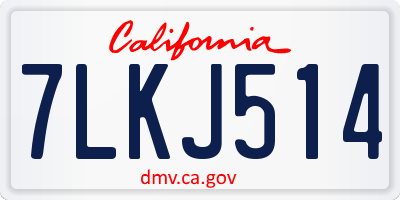 CA license plate 7LKJ514