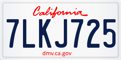 CA license plate 7LKJ725
