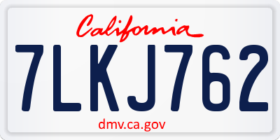 CA license plate 7LKJ762