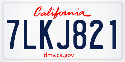 CA license plate 7LKJ821