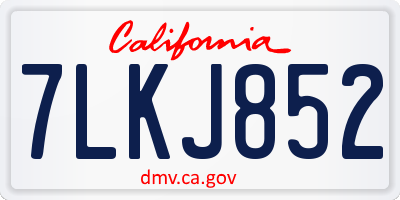 CA license plate 7LKJ852