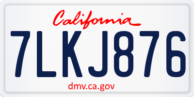 CA license plate 7LKJ876