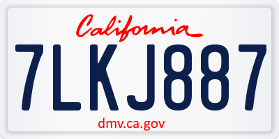 CA license plate 7LKJ887